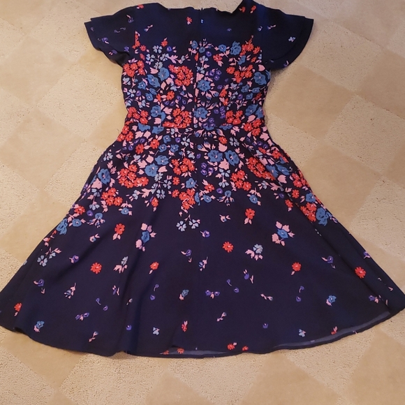 Modcloth Navy Blue and Flowers Dress, Sz S - Picture 3 of 16